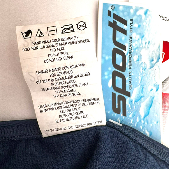 SPORTI NWT Size 28 Navy Blue Solid Wide Strap One Piece Swimsuit‎ Competitive - Picture 6 of 9